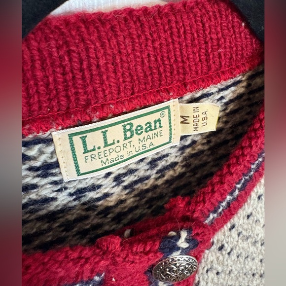 Vintage L.L.Bean Birdseye Fisherman Cardigan – Wool Blend Made in USA Women’s M - Picture 3 of 10